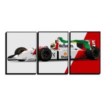 Quadro decorativo 3 peças carro senna"