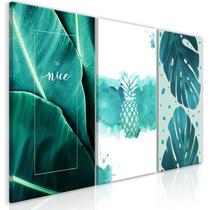 Quadro decorativo 3 peças folhas azul minimalista quadro decorativo para sala azul minimalista