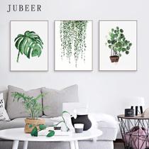Quadro decorativo 3 peças folhas verdes abstratas plantas decoração verde