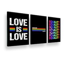 Quadro decorativo 3 peças Lgbtqiapn+ toda forma de amor