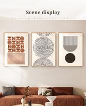 Quadro decorativo 3 peças linhas minimalistas nordica tons de marrom decoração - Ana Decor