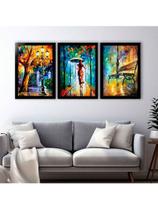 Quadro Decorativo 3 peças Pintura Cores Abstrata Sala