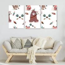 Quadro decorativo 3 peças Urso"