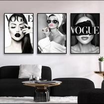 Quadro decorativo 3 peças vogue"