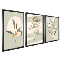 Quadro Decorativo 3 Telas Florais Natural