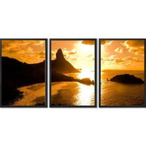 Quadro Decorativo 3 Telas Paisagem Fernando de Noronha Diversos Tamanhos Branco