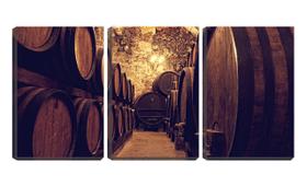 Quadro Decorativo 30x66 barris de vinho enfileirados