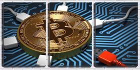 Quadro Decorativo 30x66 bitcoin plugado na rede