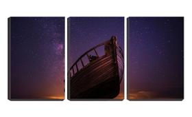 Quadro Decorativo 30x66 carcaça de barco sob estrelas