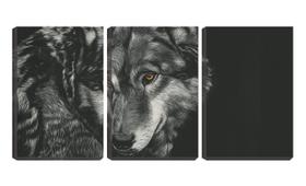 Quadro Decorativo 30x66 desenho de lobo fundo preto - Crie Life