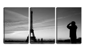 Quadro Decorativo 30x66 fotografando torre Eiffel pb