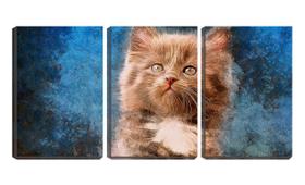 Quadro Decorativo 30x66 olhar de gato pintura arte