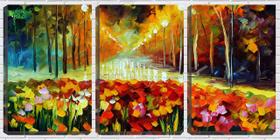 Quadro Decorativo 30x66 pintura flores e lamparinas