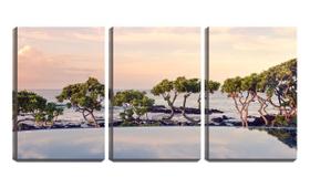 Quadro Decorativo 30x66 piscina em frente ao mar