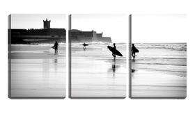 Quadro Decorativo 30x66 silhueta de surfistas na praia