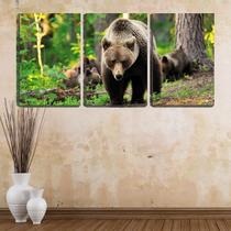 Quadro Decorativo 30x66 ursos pardos na floresta