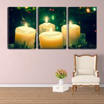 Quadro Decorativo 30x66 velas amarelas acesas