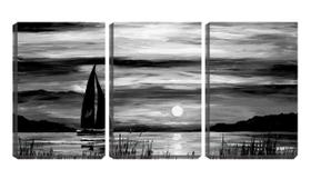 Quadro Decorativo 30x66 veleiro arte pb na lagoa