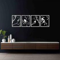 Quadro Decorativo 4 Peças Pássaros Vazado MDF 3mm Quadro Decorativo 4 Peças Pássaros Vazado MDF 3mm