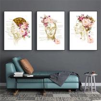 Quadro decorativo 40x60 Músculos flor cabeça anatômica feminino anatomia medicina quarto consultório