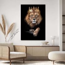 Quadro Decorativo 40x60 Para Sala Quarto Hall Leão Rei Coroa Quadro Decorativo 40x60 Para Sala Quarto Hall Leão Rei Coroa