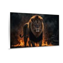 Quadro Decorativo 40x60 Poesias do Alto Leão em Chamas Força, Fé e Impacto para Sua Decoração
