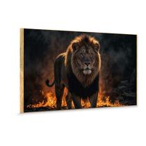 Quadro Decorativo 40x60 Poesias do Alto Leão em Chamas Força, Fé e Impacto para Sua Decoração