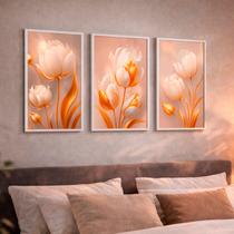 Quadro Decorativo 40x60cm Moderno Quadro Abstrato Quadro Flores Conjunto 3 Quadro Leão Decorativo