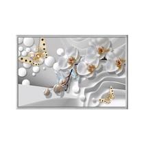 Quadro decorativo 40x60cm vidro arte flores borboleta ouro art039