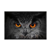 Quadro decorativo 40x60cm vidro coruja preto e branco detalhes laranja anm006