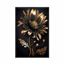 Quadro decorativo 40x60cm vidro flor dourada natureza ouro art046