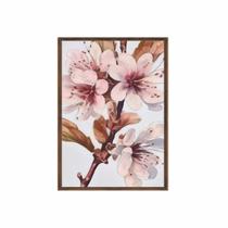 Quadro decorativo 40x60cm vidro flor rosa estilo aquarela flnt090