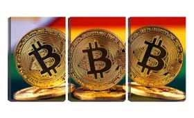 Quadro Decorativo 45x96 moedas de bitcoin digital - Crie Life