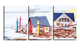 Quadro Decorativo 45x96 moedas e casas corretos - Crie Life