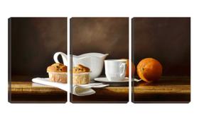 Quadro Decorativo 45x96 mufins na mesa de café