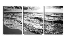 Quadro Decorativo 45x96 ondas do mar pb na praia