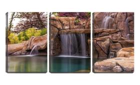 Quadro Decorativo 45x96 pequena cachoeira e água calma