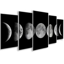 Quadro decorativo 5 peças fases da lua
