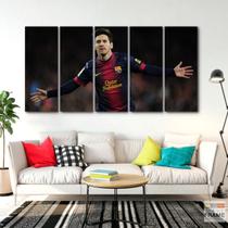 Quadro Decorativo 5 peças Futebol Messi 140x65 Quadro Decorativo 5 peças Futebol Messi 140x65
