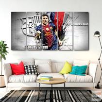 Quadro Decorativo 5 peças Futebol Messi Barcelona 140x65 Quadro Decorativo 5 peças Futebol Messi Barcelona 140x65