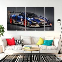 Quadro Decorativo 5 peças McLaren Senna Azul 140x65 Quadro Decorativo 5 peças McLaren Senna Azul 140x65