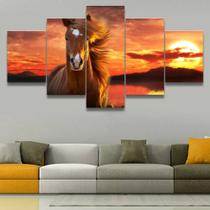 quadro decorativo 5 peças modelo horse