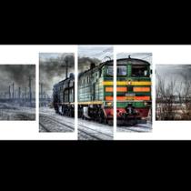 quadro decorativo 5 peças modelo trem