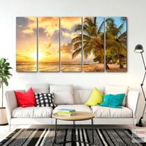 Quadro Decorativo 5 peças Praia Sol Mar 140x65