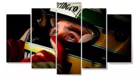 quadro decorativo 5 telas Ayrton Senna Capacete Aberto Pintura "