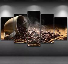 quadro decorativo 5 telas Chicara De Cafe"