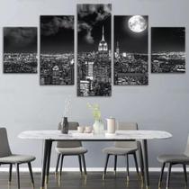 quadro decorativo 5 telas Cidade Lua Cheia" quadro decorativo 5 telas Cidade Lua Cheia"