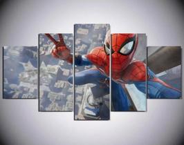 quadro decorativo 5 telas Homem Aranha Nas Altura Novo"