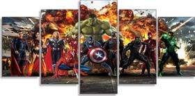quadro decorativo 5 telas Infantil Vingadores Super Herois"