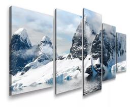 quadro decorativo 5 telas Montanhas Gelo Geleira"